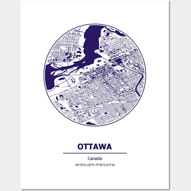 Ottawa city map coordinates Wall Art by SerenityByAlex